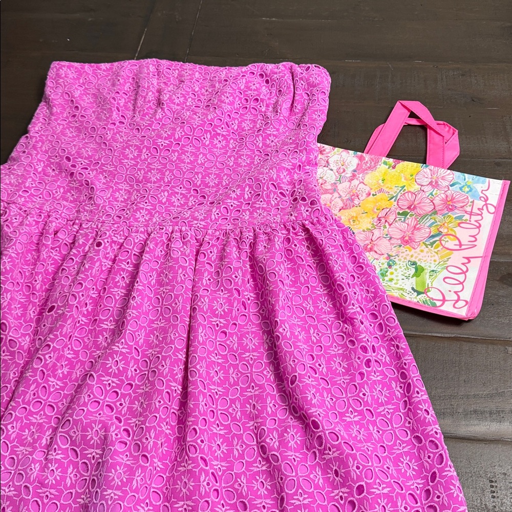 Lilly Pulitzer women pink strapless dress